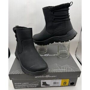 Eddie Bauer Siren Winter Boots Womens Size 8 Black Warm Lined Outdoor EUC w/ Box